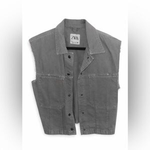 Zara Charcoal Sleeveless Denim Jacket